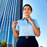 **

"A professional female architect, fully clothed in a modest business casual outfit, standing confidently in front of a modern skyscraper she designed, natural pose, perfect anatomy, correct proportions, well-formed hands, proper finger count, clear blue sky, daytime, professional architectural photography, safe for work, appropriate content, family-friendly."

**