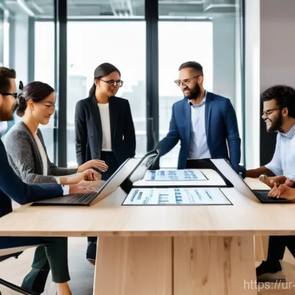 정책분석사와 협업 플랫폼 활용법 - **"A vibrant, modern co-working space bathed in natural light, where a diverse group of male and fem...