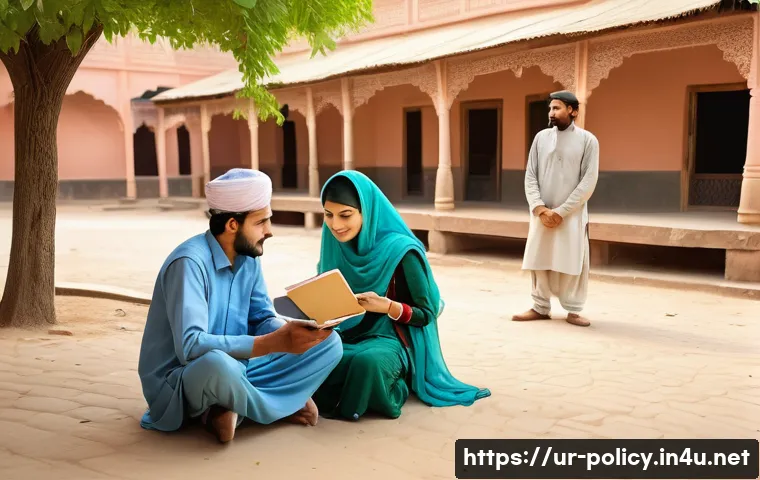 정책분석사와 사회 문제 해결 사례 연구 - A vibrant, sunny scene depicting a diverse group of Pakistani men and women, including young adults ...