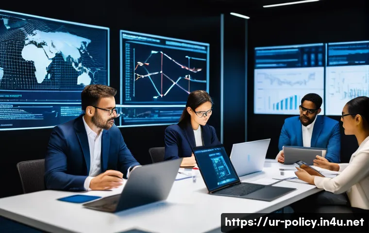 정책분석사와 공공기관 협력 사례 - **Prompt:** A diverse group of policy analysts, including men and women from various ethnic backgrou...