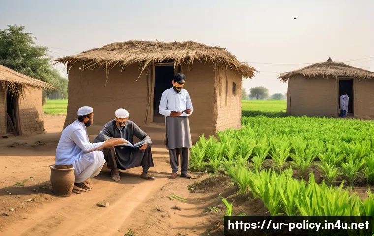 정책분석사 실무 사례 분석 - A detailed and vibrant illustration of a policy analyst conducting a case study in a rural Pakistani...