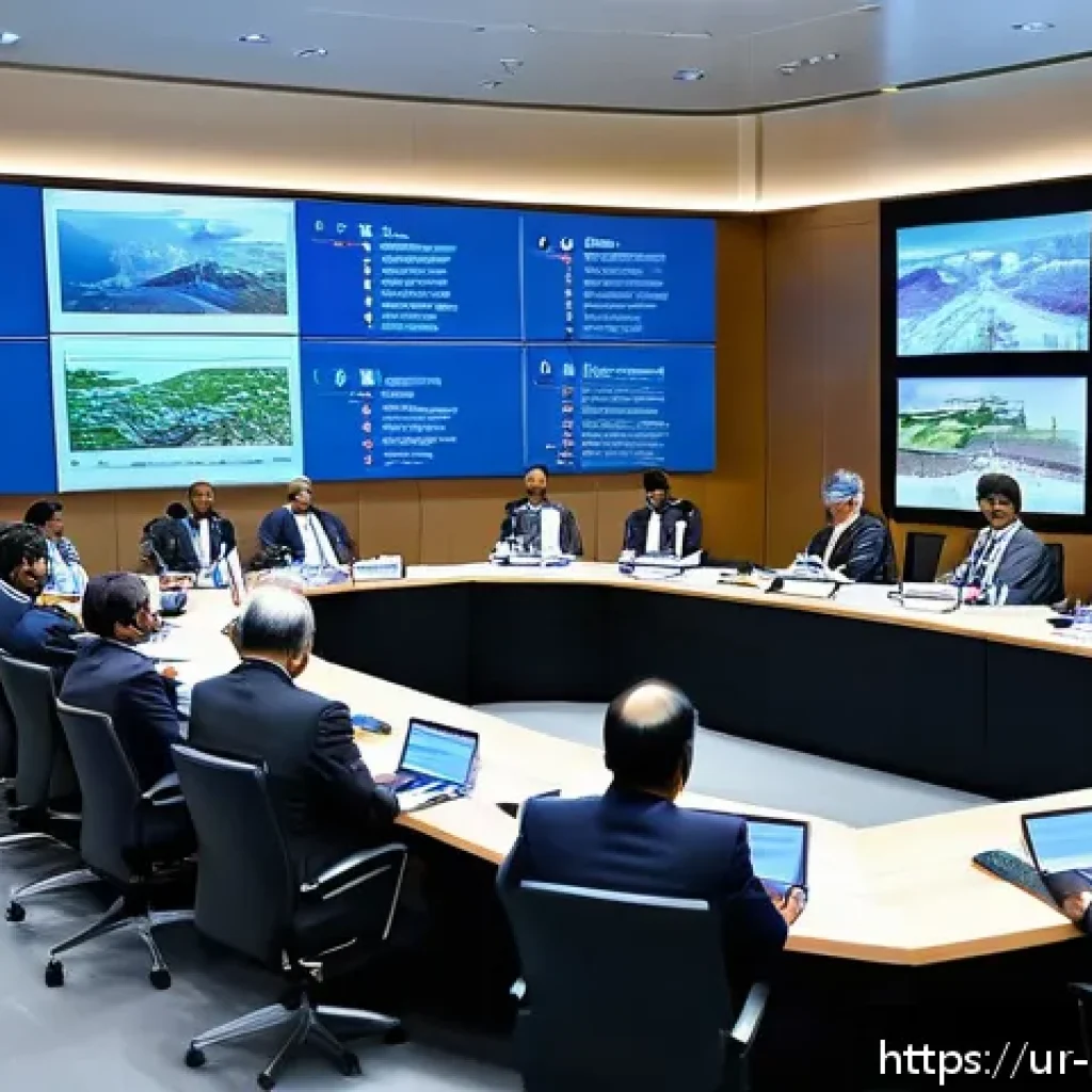 정책분석사와 국제 정책의 성공 사례 연구 - A detailed scene of an international conference room filled with diverse experts from various countr...