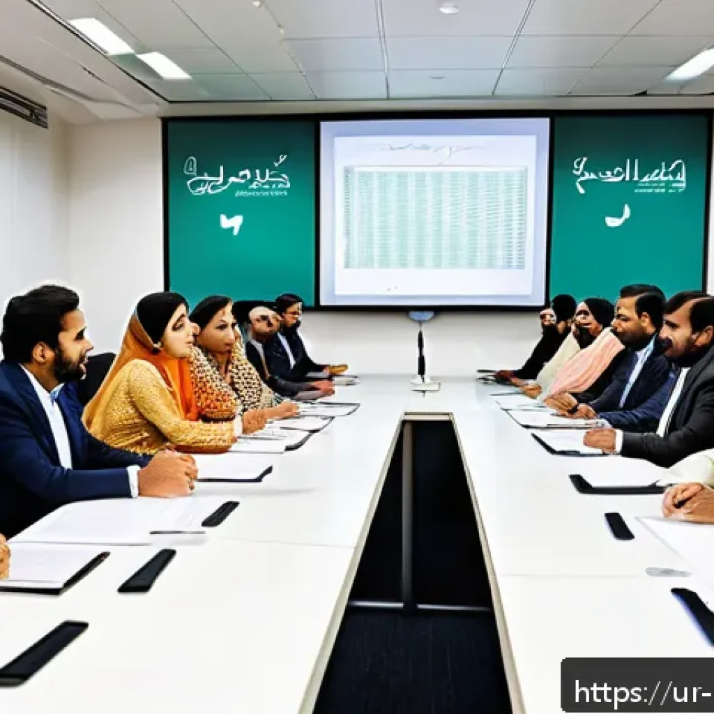 정책분석사와 정책 목표의 설정과 평가 - A detailed, culturally resonant scene of a policy workshop in a modern office in Pakistan, featuring...