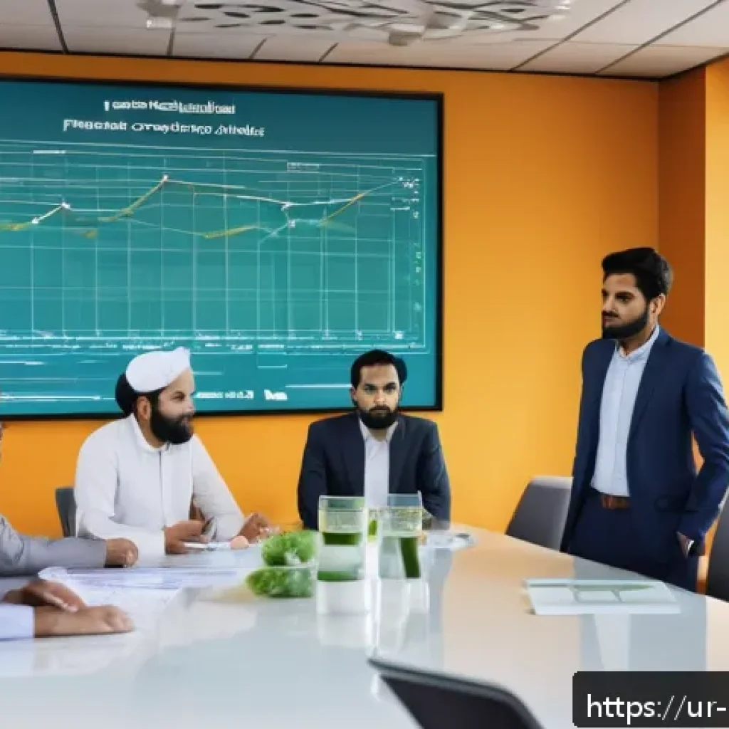 정책분석사와 조직 내 협업 사례 - A modern office environment in Karachi, Pakistan, featuring a diverse team of professionals in forma...