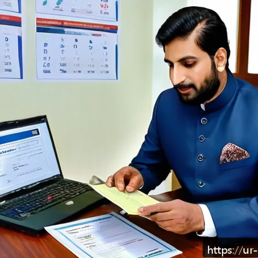 정책분석사와 자격증 유효 기간 - A professional setting showing a South Asian man in formal attire reviewing a certificate renewal do...