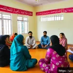 Home 18 정책분석사와 국민 참여 정책 연구 - A vibrant community meeting in a South Asian urban neighborhood, featuring diverse participants incl...